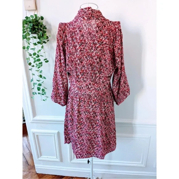 BA&SH Paris Liberty Floral Print Dress French Girl Chic Red & Blue M Never Worn! - Picture 2 of 5
